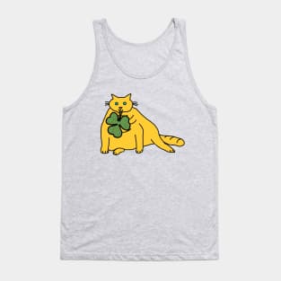 Fat Cat Holding Shamrock for St Patricks Day Tank Top